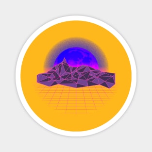 Vaporwave Geometry Lines Moonset Sunset Magnet